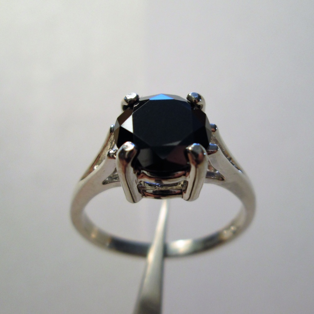 2.25ct Real Natural Black Diamond Ring, Appraisal, Free Diamond Tester All Sizes